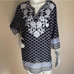 Charter Club Plus Size Lace Tunic Top Blue NWT Size 1X